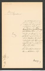 k.k. naturhistorisches Hofmuseum, Intendanzakten 1885-1896 (Hauer), Aktenzahl Z.381.a/1887, Seite 1